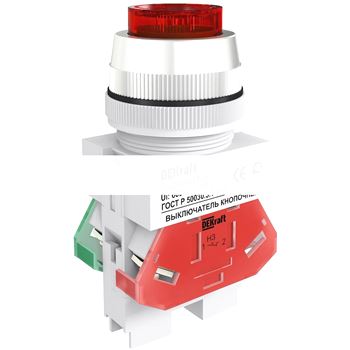 Выключатель кнопочный ВK-30 ABLFP диам. 30мм красный LED 220В
