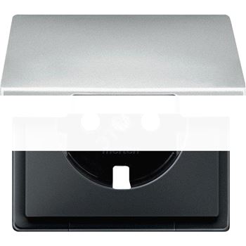 Центральная плата с крышкой для механизма розетки Schuko сталь