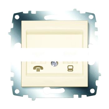 Cosmo Розетка компьютерная + TF двойная (RJ45 cat 6 + RJ 11) кремовая