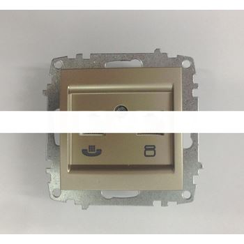 Cosmo Розетка компьютерная + TF двойная (RJ45 cat 6 + RJ 11) титаниум