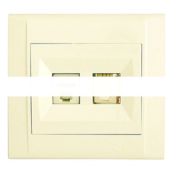 Defne крем  розетка CAT5e + TF евро