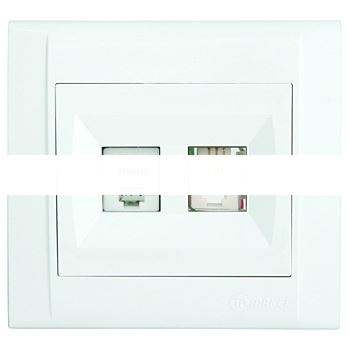 Defne Розетка компьютерная CAT5e + TF евро белая
