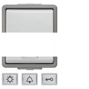 DELTA FLACHE Кнопка IP44 10А 250V с окном наружная белая
