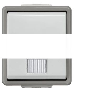 DELTA FLACHE Кнопка IP44 с индикацией 10А 250V 2 окна наружная белая прозрачная
