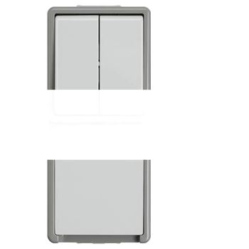 DELTA FLACHE Выключатель двухклавишный + розетка 10A DC/16А AC 250В наружный IP44 с защитой от брызг винтовое подсоединение