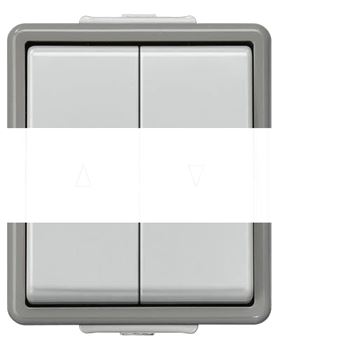 DELTA FLACHE Выключатель жаоюзи двухклавишный IP44 10А 250V наружный 66х75мм светло/темно серый