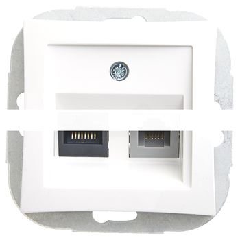 ДУЭТ Розетка телефон/компьютер RJ11+RJ45 белая в рамку