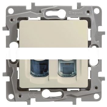 ETIKA Розетка телефонная+компьютерная RJ11+RJ45 категория 5 UTP слоновая кость