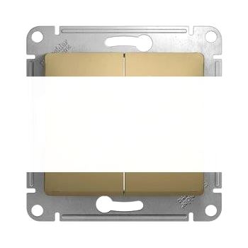GLOSSA Переключатель двухклавишный в рамку титан сх.6