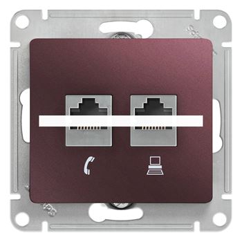 GLOSSA розетка двойная RJ11+RJ45 кат.5E баклажановый