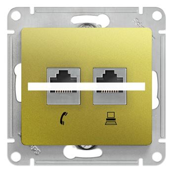 GLOSSA розетка двойная RJ11+RJ45 кат.5E механизм фисташковый