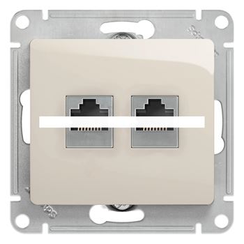 GLOSSA розетка двойная RJ11+RJ45 кат.5E механизм молочный