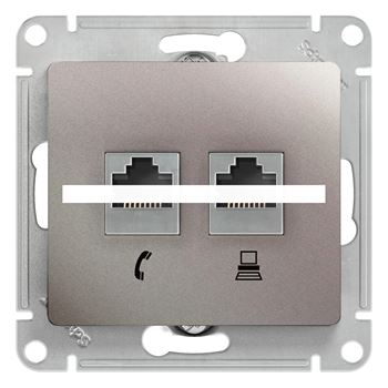 GLOSSA розетка двойная RJ11+RJ45 кат.5E механизм платина