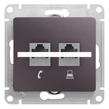 GLOSSA розетка двойная RJ11+RJ45 кат.5E механизм сиреневый туман