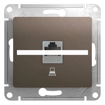 GLOSSA Розетка компьютерная RJ45 категория 5E шоколад в рамку