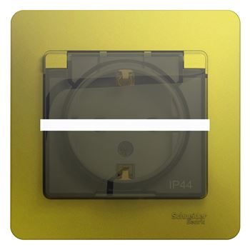 GLOSSA розетка с заземлением со шторками с крышкой в сборе IP44 фисташковый
