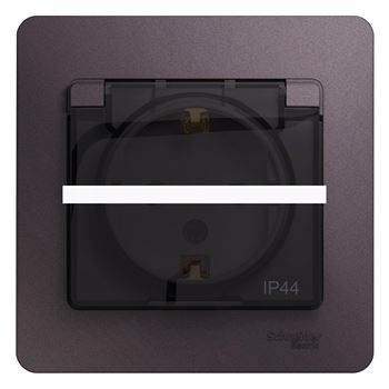 GLOSSA розетка с заземлением со шторками с крышкой в сборе IP44 СИРЕН. ТУМАН