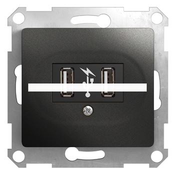GLOSSA Розетка USB антрацит в рамку