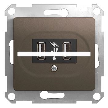 GLOSSA Розетка USB шоколад в рамку