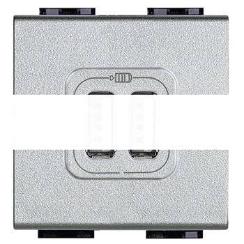 LL Разъем для зарядки 2хUSB алюминий