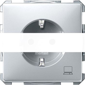 Механизм розетки Schuko с маркировкой Компьютер алюминий