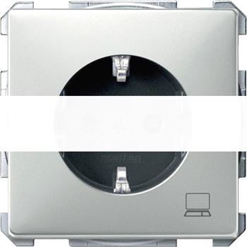 Механизм розетки Schuko с маркировкой Компьютер сталь