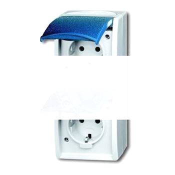 OCEAN Розетка двойная наружная вертикальная IP44 серая/сине-зеленая 16А 250В SCHUKO (20-02 EW-53-500)