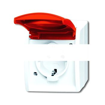 OCEAN Розетка с красной крышкой IP44 SM белый SCHUKO