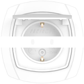 OVAL Евророзетка 1 пост скрытая 16А с крышкой белый
