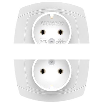OVAL Евророзетка 2-м.СП 16А бел.(6128)