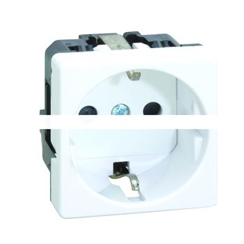 Розетка 2P+E Schuko со шторками, безвинтовой зажим, 16А 250В, S27, сл.кость