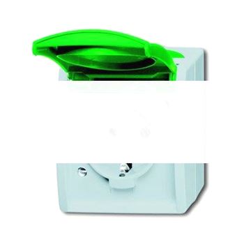 Розетка 2Р+E 10/16А 250В IP44 для открытого монтажа ocean c зеленой крышкой