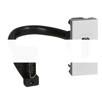 Розетка HDMI Mosaic 1 модуль оборудована шнуром алюминий (79378)