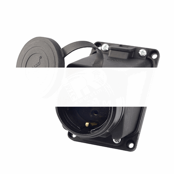 Розетка наклон. 2Р+РЕ 1х16А 220v (каучук)