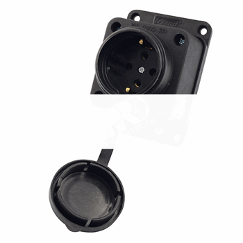 Розетка прямая 1х2Р+РЕ 1х16А 220v (каучук)
