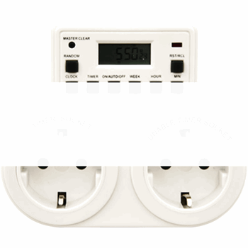 Розетка с таймером двойная (недельная) электроннаяТМ25 2х8А/2х1800W 230V