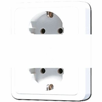Розетка SCHUKO 16A 250V / 10A 250V сдвоенная, с полной платой  белая