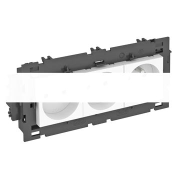 Розетка тройная 0° Modul45connect франц. стандарт, 250 В, 16A (белый)