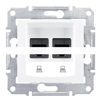 Sedna Розетка двойная компьютерная RJ45 категория 5е экранированная в рамку белый