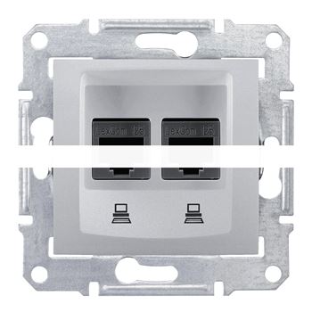 Sedna Розетка компьютерная двойная RJ45 категория 5е в рамку алюминий