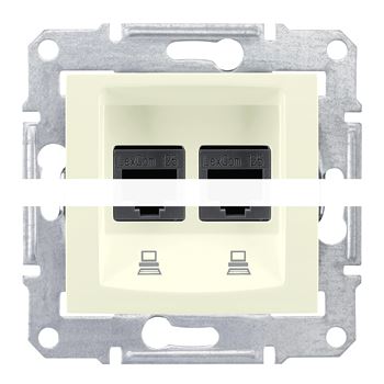 Sedna Розетка компьютерная двойная RJ45 категория 6 в рамку бежевая