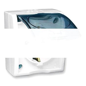 Simon15 Aqua Розетка 2Р+Е Schuko с крышкой полупр. IP54 16А 250В винтовой зажим S15A белый