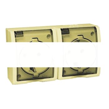 Simon15 Aqua Розетка двойная 2Р+Е Schuko с крышками полупр. IP54 16А 250В винтовой зажим S15A сл. кость