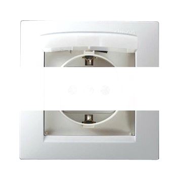 Simon15 Розетка 2Р+Е Schuko 16А 250В IP44 со шторками с крышкой винтовой зажим белая
