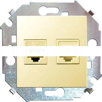 Simon15 Розетка компьютерная двойная RJ45 кат.5е слоновая кость