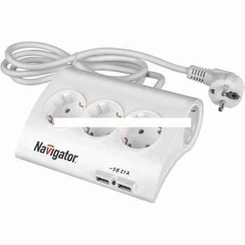 Удлинитель бытовой 5х1.8м с заземлением 16А ПВС 3х1.00 USB (71544)