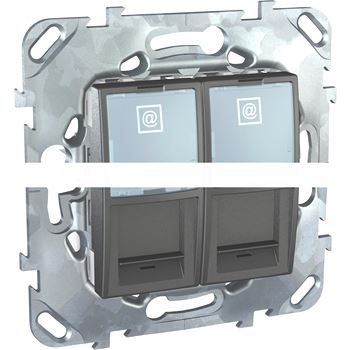 UNICAtop Розетка компьютерная 2хRJ45 в рамку графит