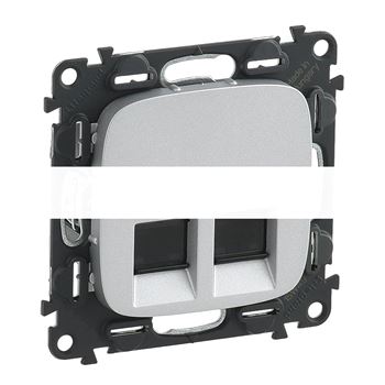 Valena ALLURE Информационная розетка двойная RJ45 Кат 6 UTP С лицевой панелью Алюминий