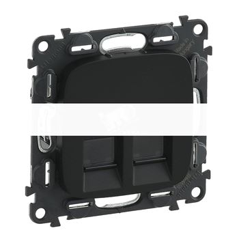 Valena ALLURE Информационная розетка двойная RJ45 Кат 6 UTP С лицевой панелью Антрацит