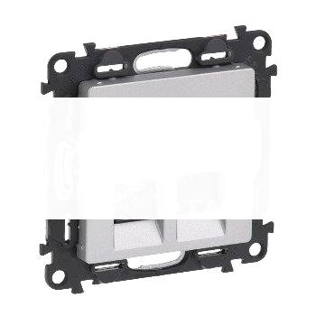 Valena LIFE Розетка информационная двойная RJ45 категория 6 UTP с лицевой панелью алюминий